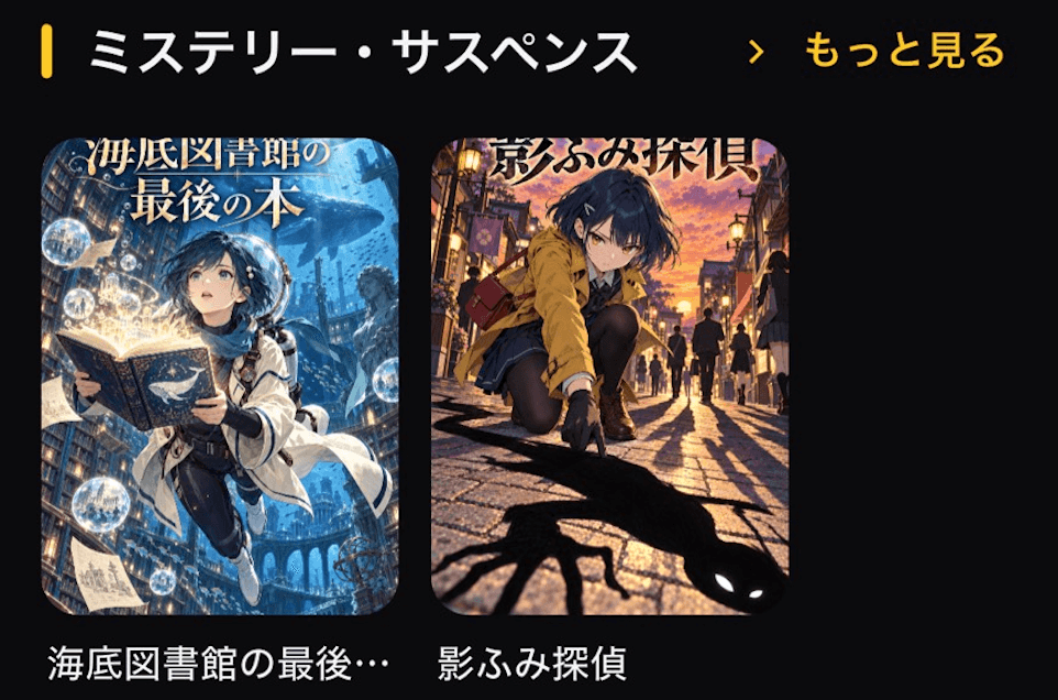 Comista ミステリー・サスペンスジャンルの作品一覧画面