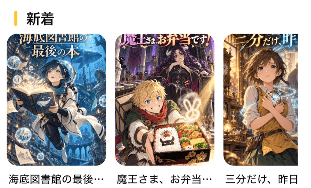 Comista 新着作品一覧画面