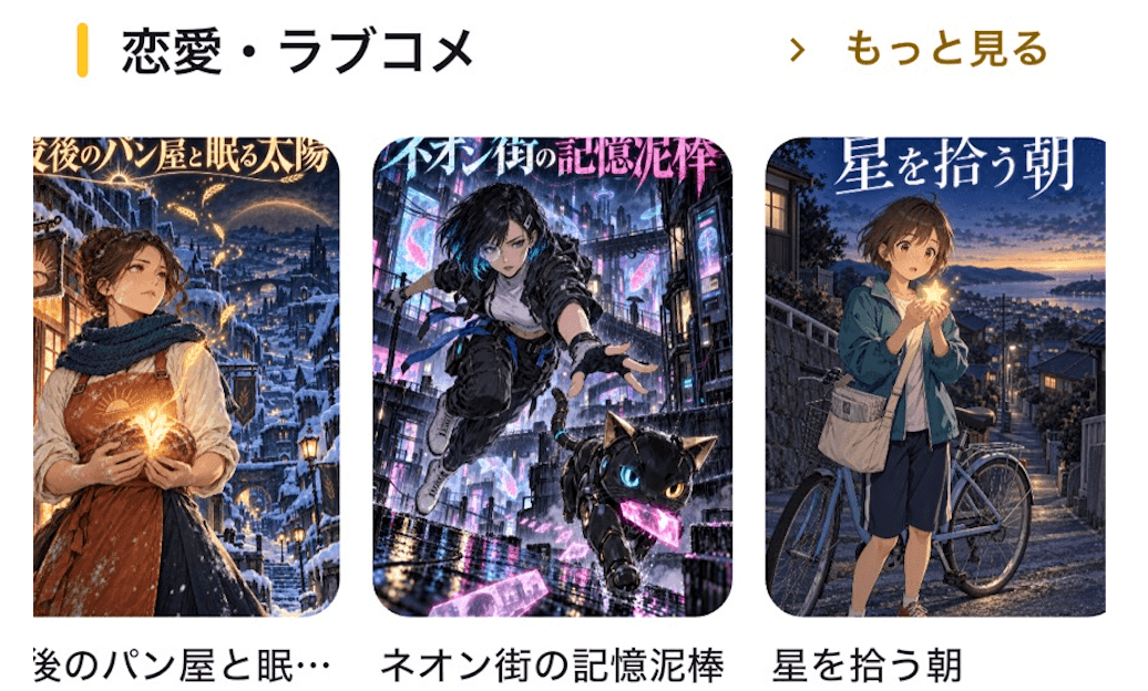 Comista 恋愛・ラブコメジャンルの作品一覧画面